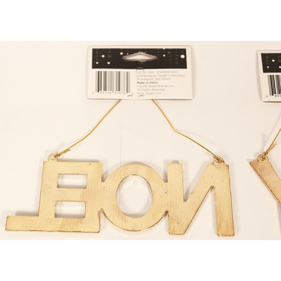 Lot of 2 Target Noel & Joy Word Ornaments Rhinestone Jeweled Christmas Black New - Picture 6 of 7